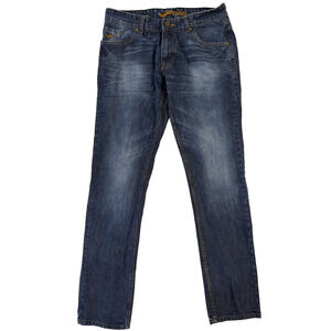 Gas Jeans Mens 36x34 Blue Denim Straight Leg Distressed Faded Back Pocket Hit